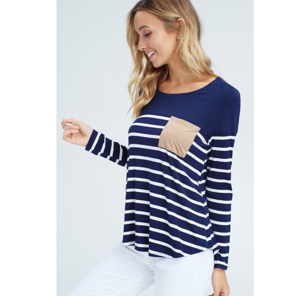 NWT Elbow Patch Striped Top - Picture 2 of 4